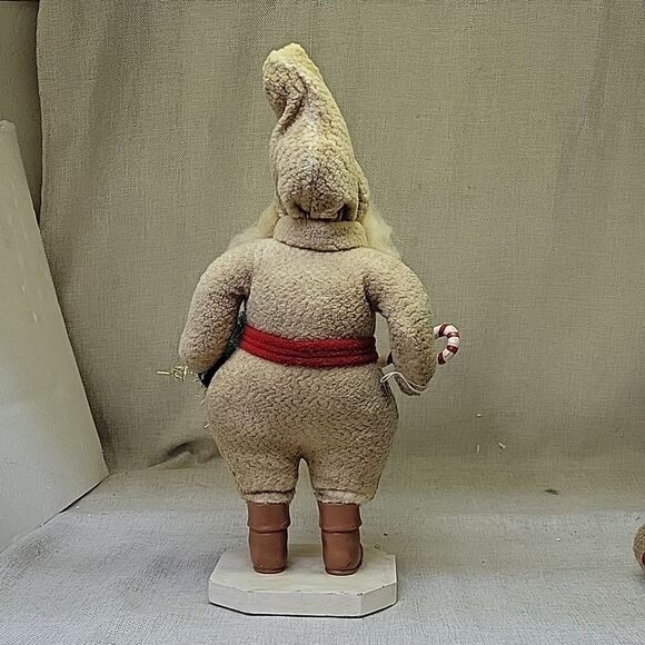 Vintage Rustic Santa, sleigh and vtg. Flannel runner - Picture 4 of 14